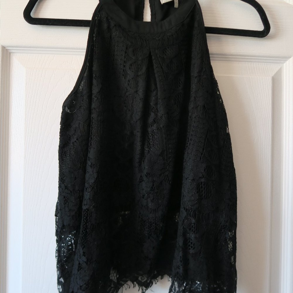 Black Lace Crop Top Tank